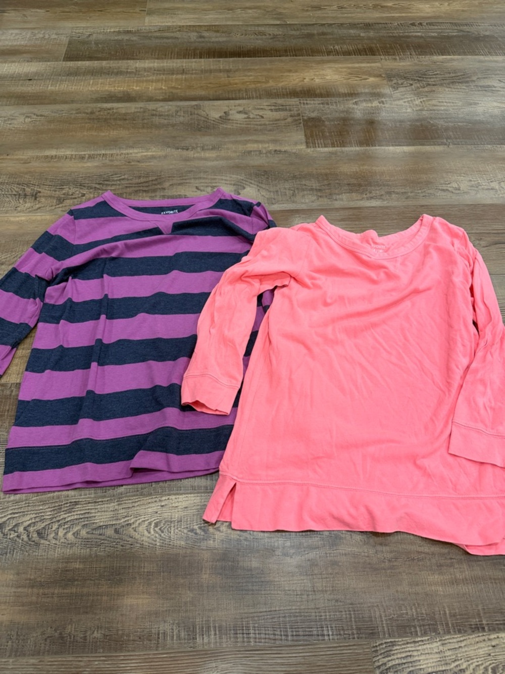 GAP womens 3/4 Sleeve coral Tee & Purple/navy Stripe Top size small